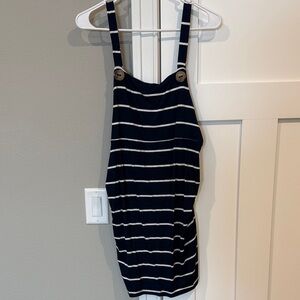 Boohoo Navy and White Striped MaternityDress